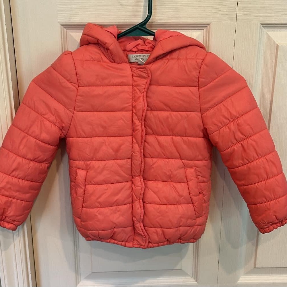 Coral Puffer Jacket with Hood